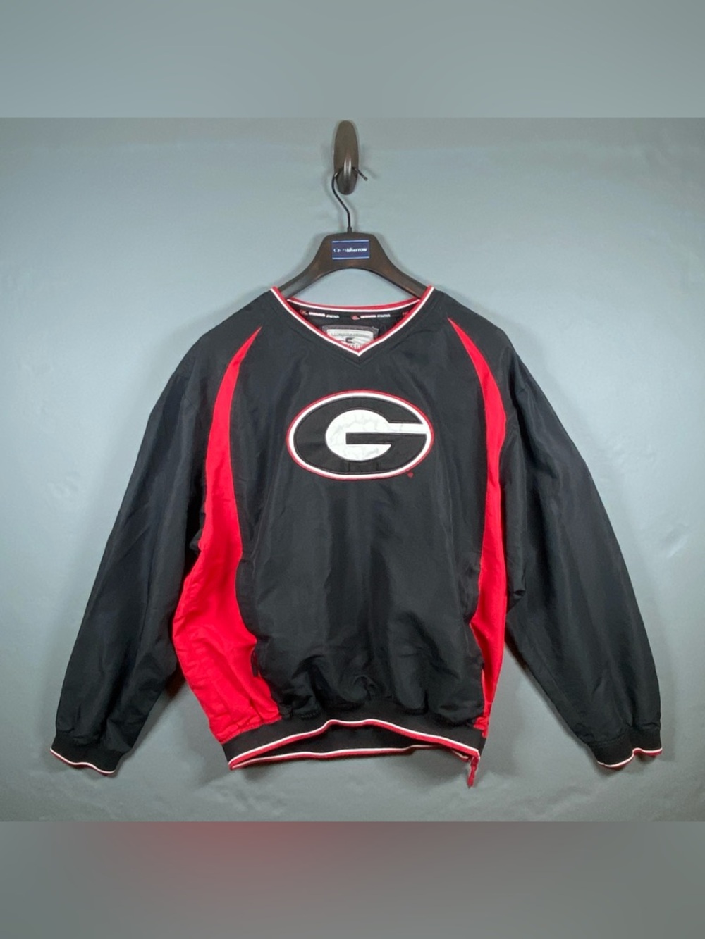 Colosseum Georgia Bulldogs Pullover Windbreaker Jacket XL Black Red V-Neck Logo